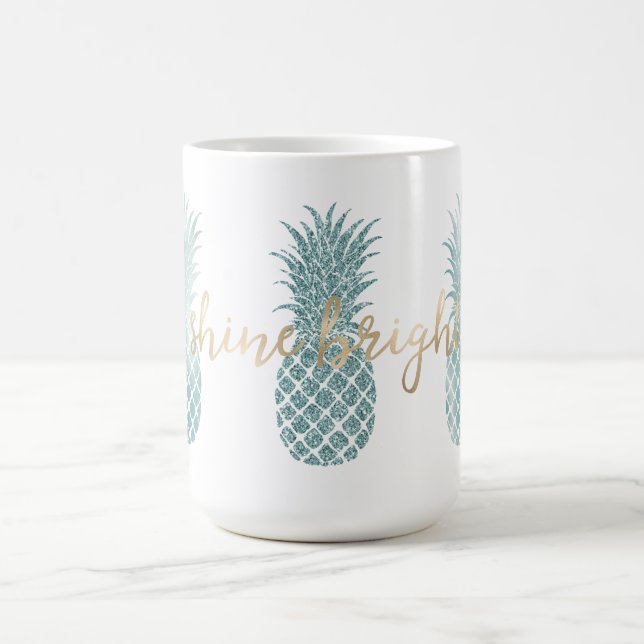 Aqua Glam Glitzy Pineapples Shine Kaffemugg (Center)