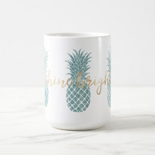 Aqua Glam Glitzy Pineapples Shine Kaffemugg
