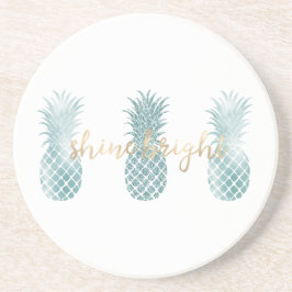 Aqua Glam Glitzy Pineapples Underlägg