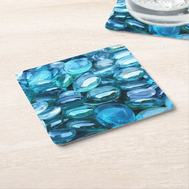 Aqua Glass Stones Underlägg Papper Kvadrat (Vinklad)