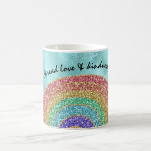 Aqua Glitter Gnistra Guld Rainbow Kaffemugg
