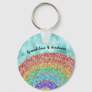 Aqua Glitter Gnistra Guld Rainbow Nyckelring