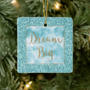 Aqua Glitter Guld Dream Julgransprydnad Keramik