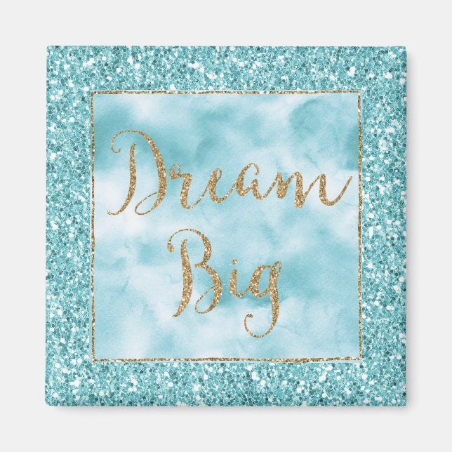 Aqua Glitter Guld Dream Magnet (Framsidan)