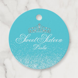 Aqua glitter, Söt 16 Gåvor Etiketter