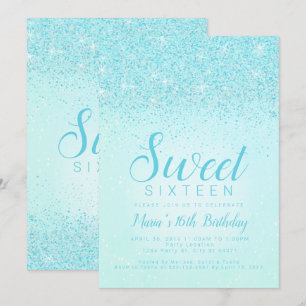 Aqua Glitter, Sweet 16 inbjudningar