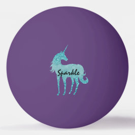 Aqua Glitter Unicorn personlig Pingisboll