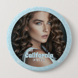Aqua Glitz Foto Knapp Pin