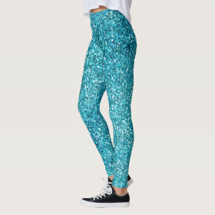 Aqua Glitz Glitter Leggings