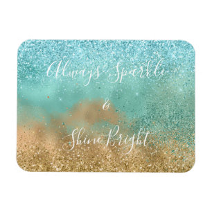 Aqua Glitz Guld Glitter Magnet