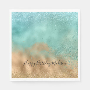 Aqua Glitz Guld Glitter Pappersservett