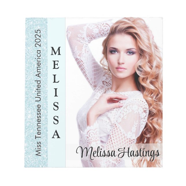 Aqua Glitz Pageant Autograph Small Notepad Anteckningsblock (Framsida)