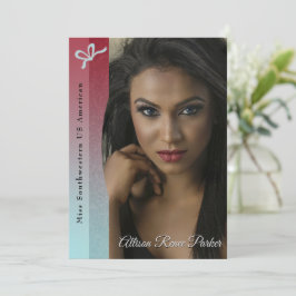 Aqua Glitz Ruby Ombre Pageant Autografkort Inbjudningar