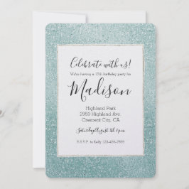 Aqua Glitzy Ombre Inbjudningar