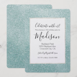 Aqua Glitzy Ombre Inbjudningar