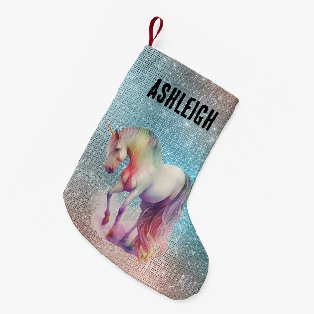 Aqua Gnistra Unicorn Namn Liten Julstrumpa (Framsidan (Hängande))