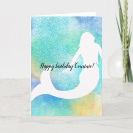 Aqua Gold Glitter Mermaid Kort