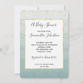 Aqua Gold Ombre Konfetti Glam Baby Shower Inbjudningar