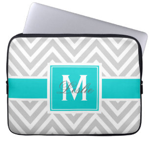 AQUA GRÅ SPARREMÖNSTERPERSONLIG LAPTOP SLEEVE