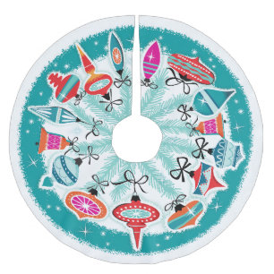 Aqua Gräns Retro Ornaments Julgransmatta Borstad Polyester