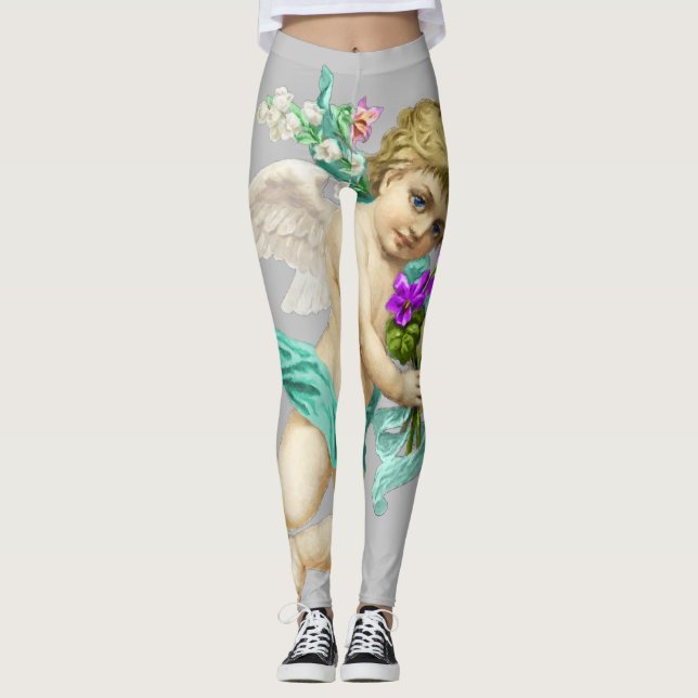Aqua Grått Cherub Angel Leggings (Framsida)