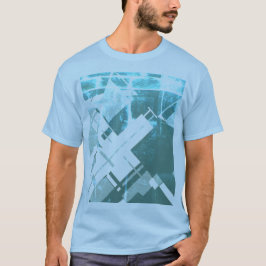 Aqua Grått-Grönt Diagonal MCM-inspirerad Abstrakt T Shirt