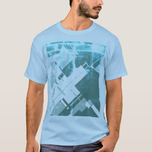 Aqua Grått-Grönt Diagonal MCM-inspirerad Abstrakt T Shirt