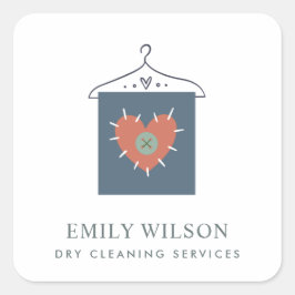 AQUA GRÅTT ORANGE RED HANGING CLOTHES DRYCLEANER FYRKANTIGT KLISTERMÄRKE