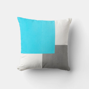 Aqua Grått White Geometric Block Kudde