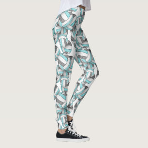 Aqua grått White Romly volleybollar mönster Leggings