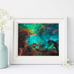 Aqua Green Stjärnhop Celestial 10x8 Poster