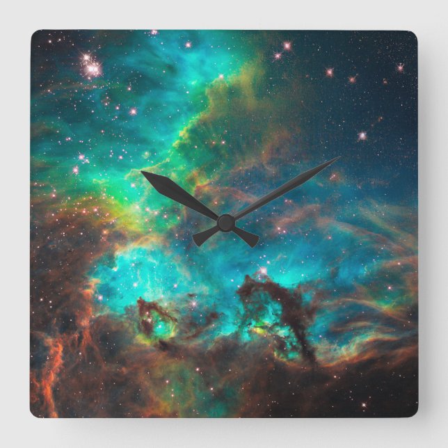 Aqua Green Stjärnhop Celestial Fyrkantig Klocka (Framsida)