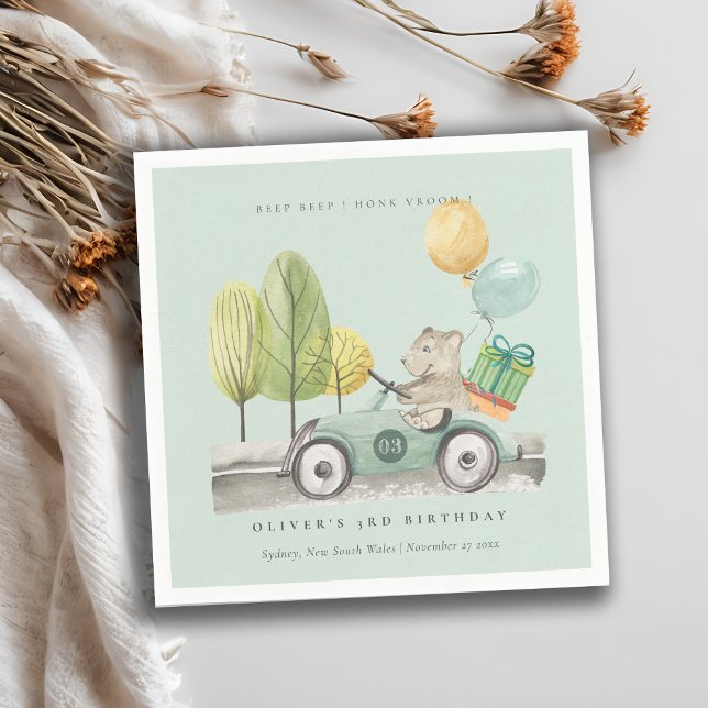 Aqua Grönt av alla ålders Födelsedagsfester Teddy  Pappersservett (Skapare uppladdad)