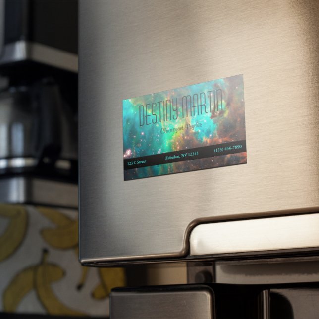 Aqua Grönt Celestial Photo Metaphysical Magnetiska Visitkort (Create Your Own Aqua Green Celestial Photo Business Card Magnets)