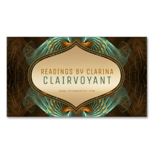 Aqua Grönt Guld Fractal Arts Clairvoyant Readings Magnetiska Visitkort