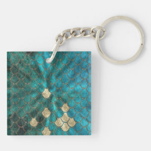 Aqua grönt Mermaidscales med guld glitter