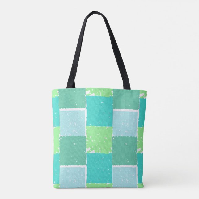 Aqua Grönt Mint färg mönster Bag Tygkasse (Baksida)
