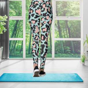 Aqua grönt och Blue Tiger Print Leggings