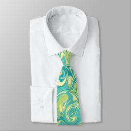 Aqua, Grönt och Gult Marble Swirl Tie Slips
