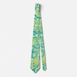 Aqua, Grönt och Gult Marble Swirl Tie Slips