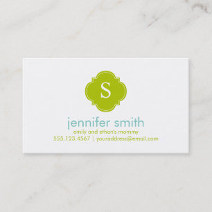 Aqua Grönt Quatrefoil Monogram Rand Mönster