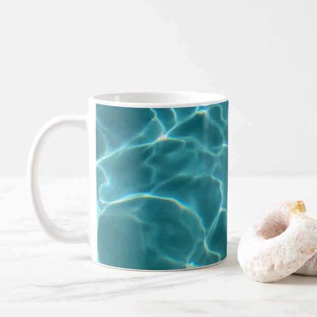 Aqua Grönt Swimming Bassäng Photo Kaffemugg (Med munk)