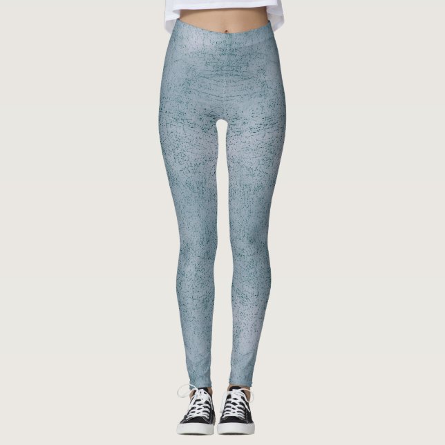 Aqua Grunge Mönster Leggings (Framsida)