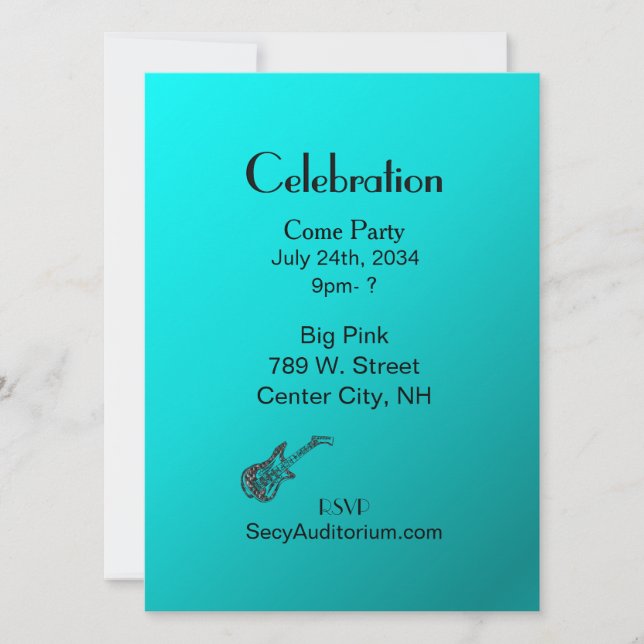 Aqua Guitar Party Inbjudningar (Framsida)