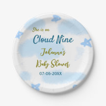 Aqua guld är på molnet nio babyduschmoln