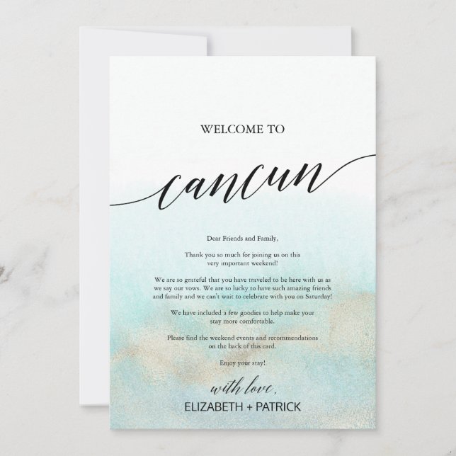 Aqua Guld Beach Cancun Välkommen Brev och Italien (Framsida)