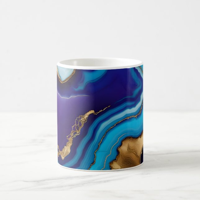 Aqua Guld Blue Lila Veins Agate Kaffemugg (Center)