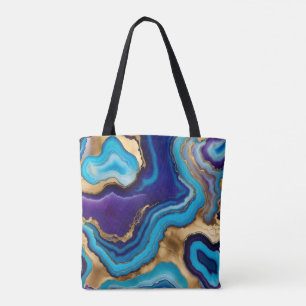 Aqua Guld Blue Lila Veins Agate Tygkasse