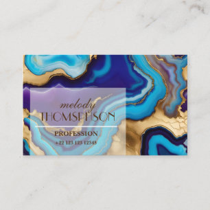 Aqua Guld Blue Lila Veins Agate Visitkort