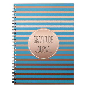 Aqua Guld Bronze Rand Ombre Gratitude Anteckningsbok